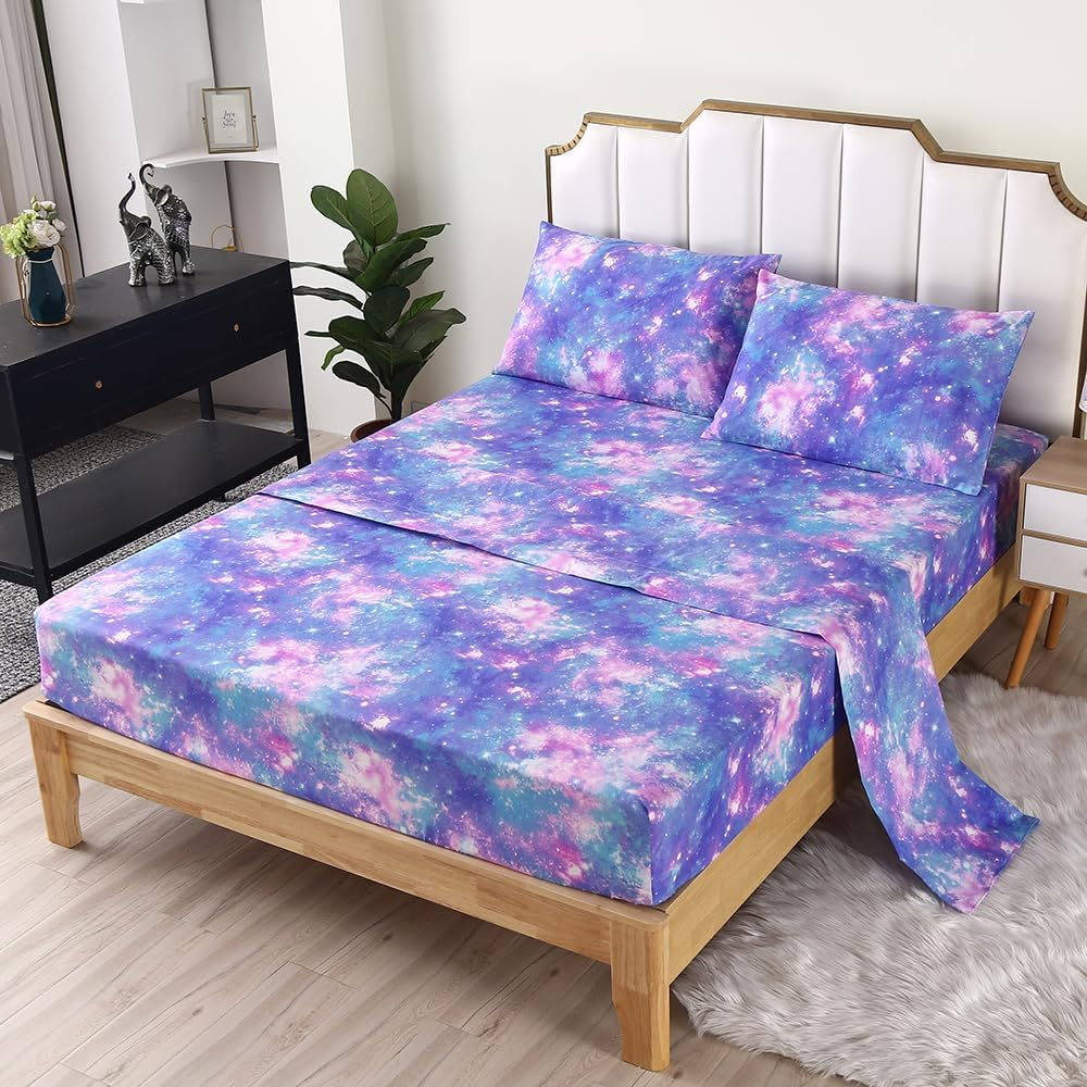 SDIII 4PCS Pink Strawberry Sheets Set Twin, Soft Microfiber Strawberry Sheets Twin Size, Cute Fruit Bedding Sheet Set for Girls Boys Kids and Teens