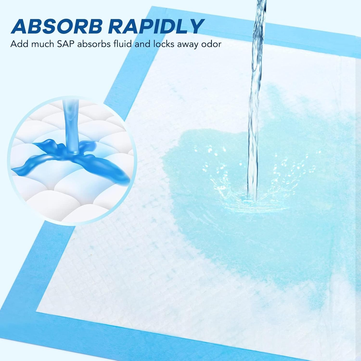 100PCS Disposable Urine Pads ，45 X33Cm Baby Change Mat Baby Diaper Changing Pads with Breathable Absorbent Leakproof Quick Drying Features Waterproof Adults Underpads Bed Table Protector Mat image number 3