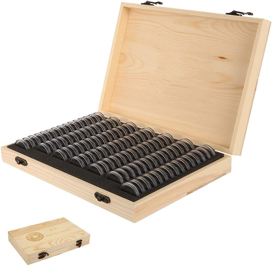 100 Grids Coin Collection Box Wooden Coins Storage Case Commemorative Coin Holder Container Protection Organizer Box image number 6