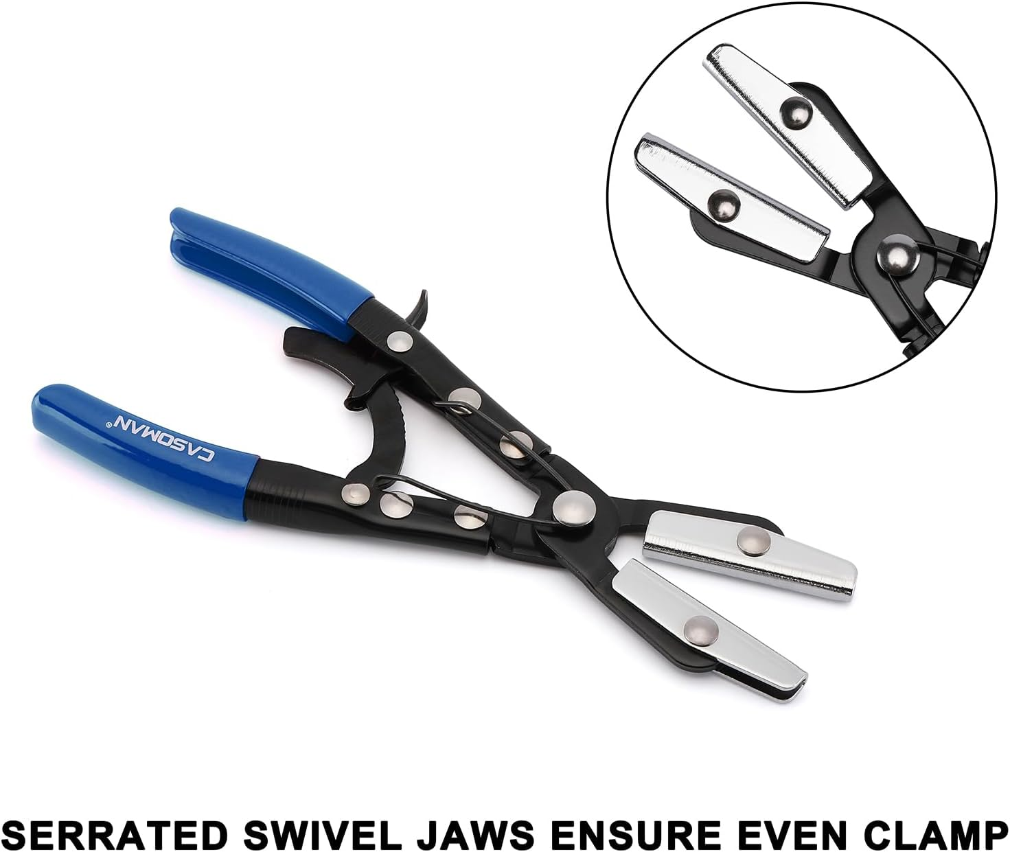 CASOMAN 3PC Blue Hose Pincher Pliers Set, Locking Ratcheting Hose Pinch off Pliers for Automotive, Radiator, Fuel, Coolant Lines image number 2