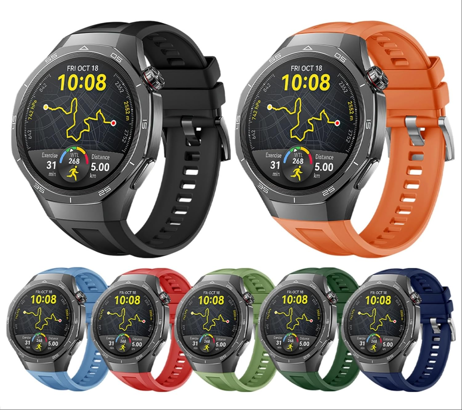 GIOPUEY Strap Compatible with Huawei Watch GT 5 Pro 46Mm, Soft Silicone Watch Strap, Strap Replacement [Wear-Resistant] [Breathable]