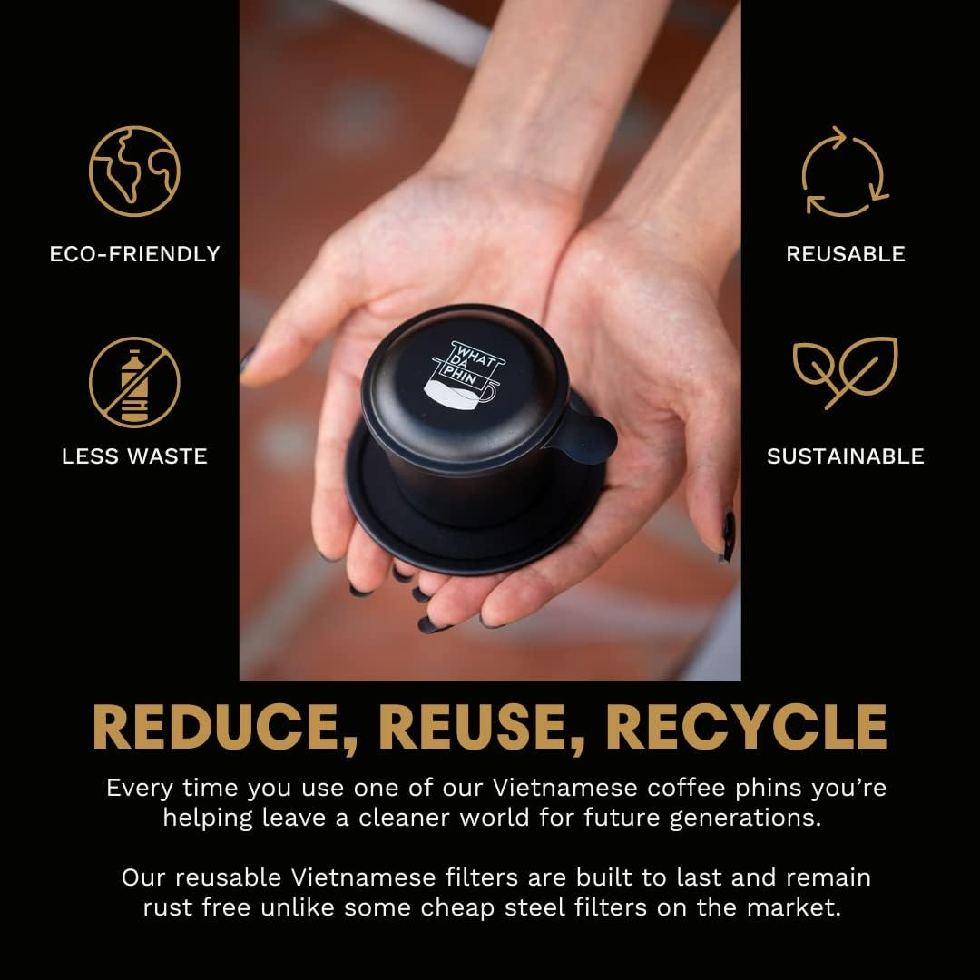 Authentic Vietnamese Coffee Phin Filter Set - Vietnamese Coffee Drip - Single Serve Coffee Brewer 5 Oz / 150Ml - Clever Vietnam Gravity Coffee Maker - Portable Pour over French Press Style Coffee image number 2