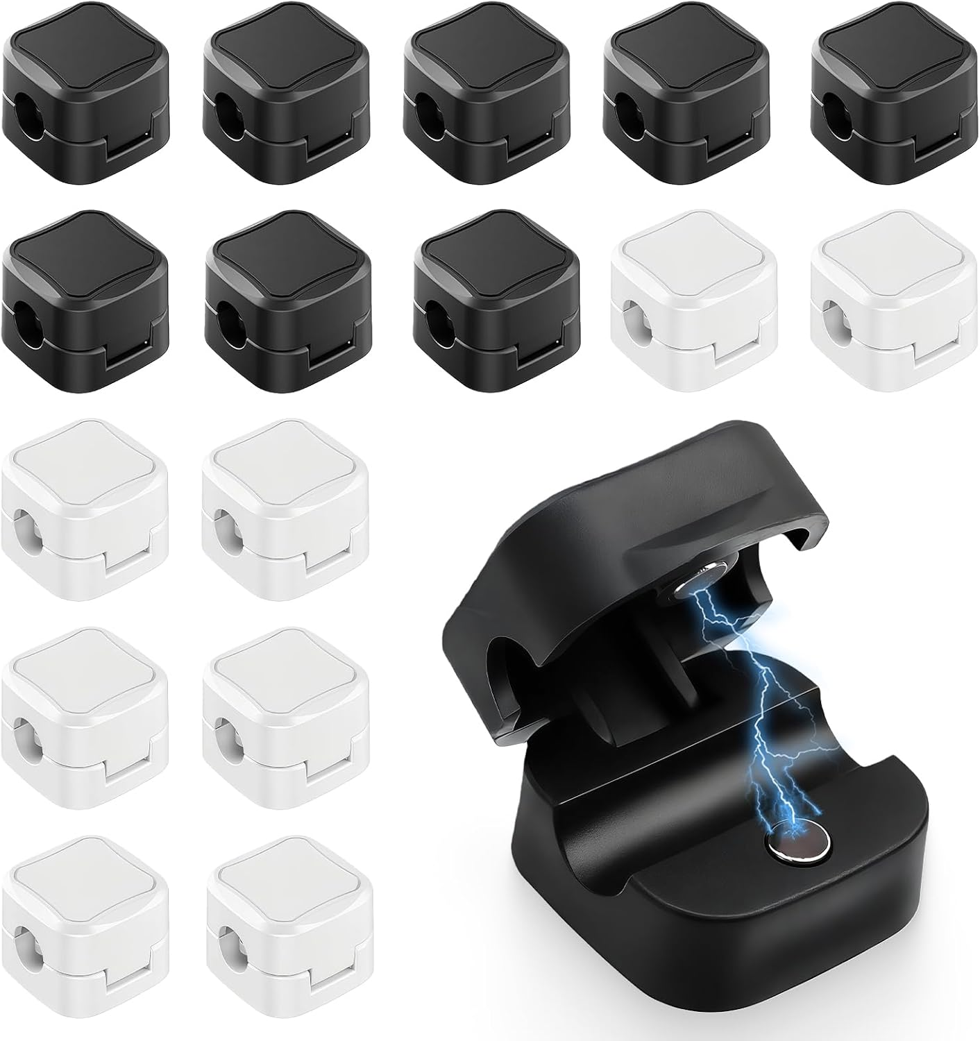 16 Pcs Magnetic Cable Clips Holder, Cord Holder Organizer, Adhesive Management Cable Organiser for Desk Accessories, Wire Keeper for Wire Phone USB Charger Cable Wall Car Nightstand Office Home image number 3