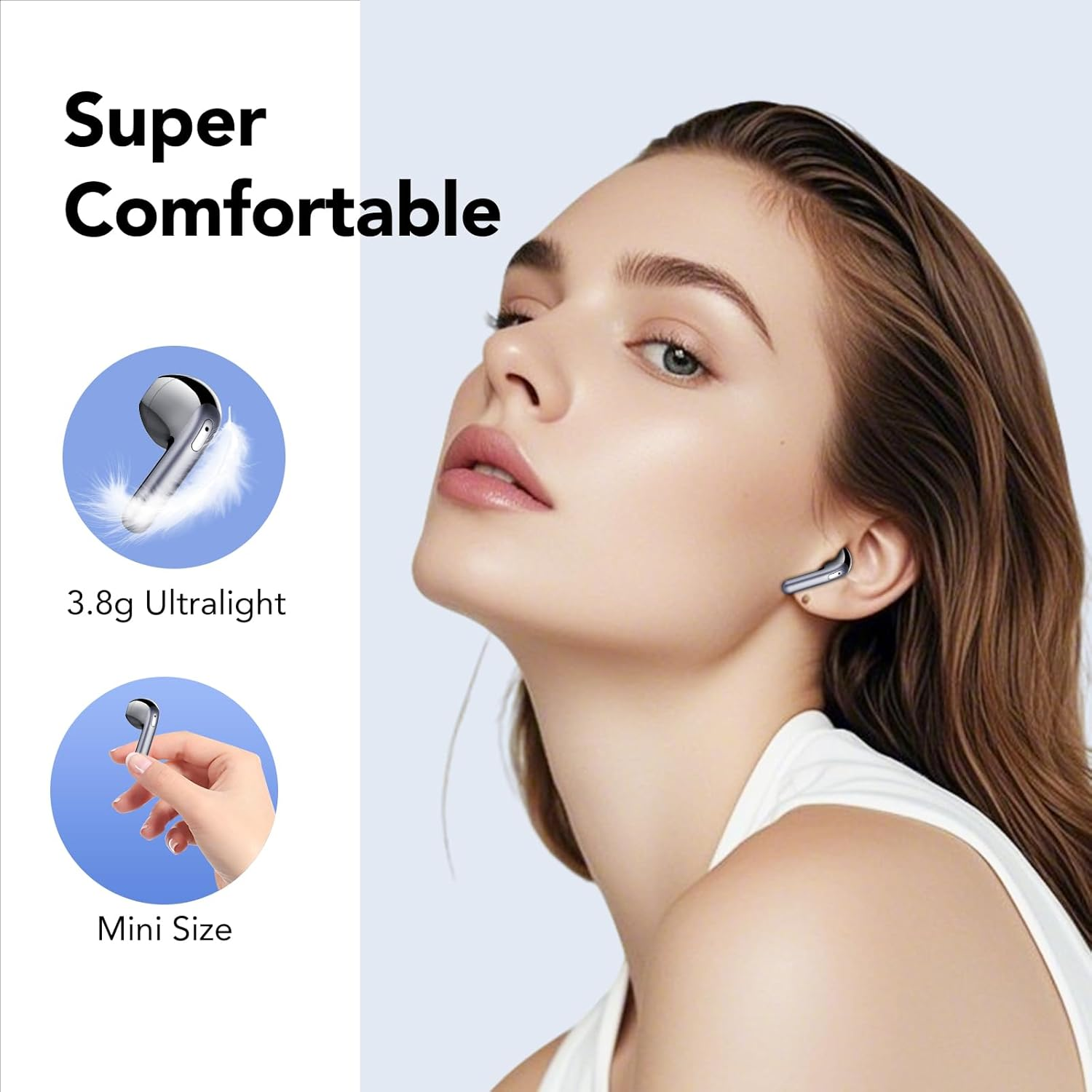 Wireless Earbuds, Bluetooth 5.4 Headphones with 4 ENC Noise Cancelling Mic, Deep Bass, IP7 Waterproof, 50H Playtime, LED Display, in Ear Earphones for Phone, Tablet, Laptop, Sports, Dazzling Black image number 5