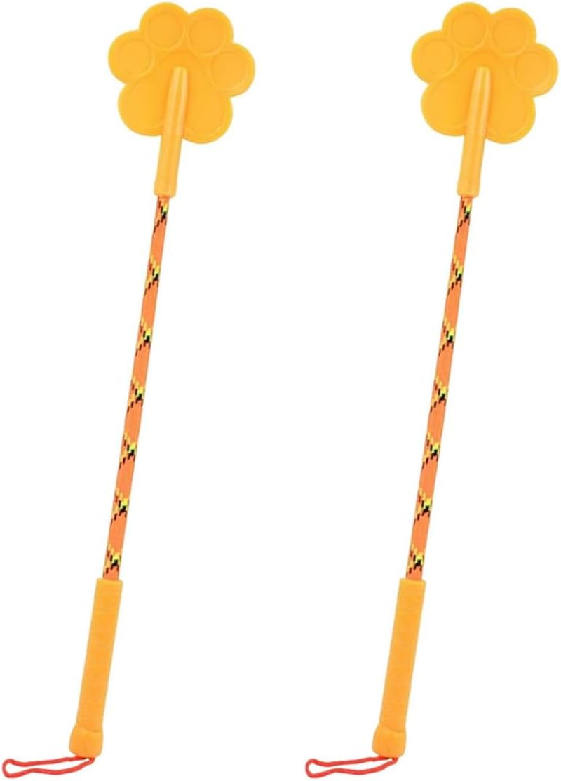 AIMALL 2PCS Flexible Dog Training Stick, Rubber Claw-Shaped Tip, Durable Interactive Pet Training Device, 16.53In Length, Available in Orange, Pink, and Green