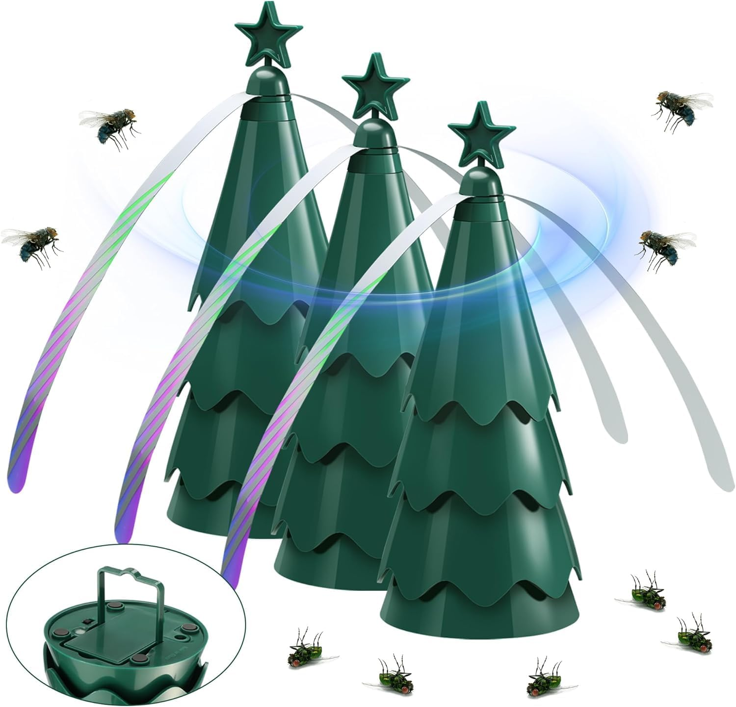 Fans for Tables, Repellent Outdoor Indoor Keep Flies Away, Table Top Fan Fly Spinner with Holographic Blades for Picnic Patio Home (3 Pack) image number 6