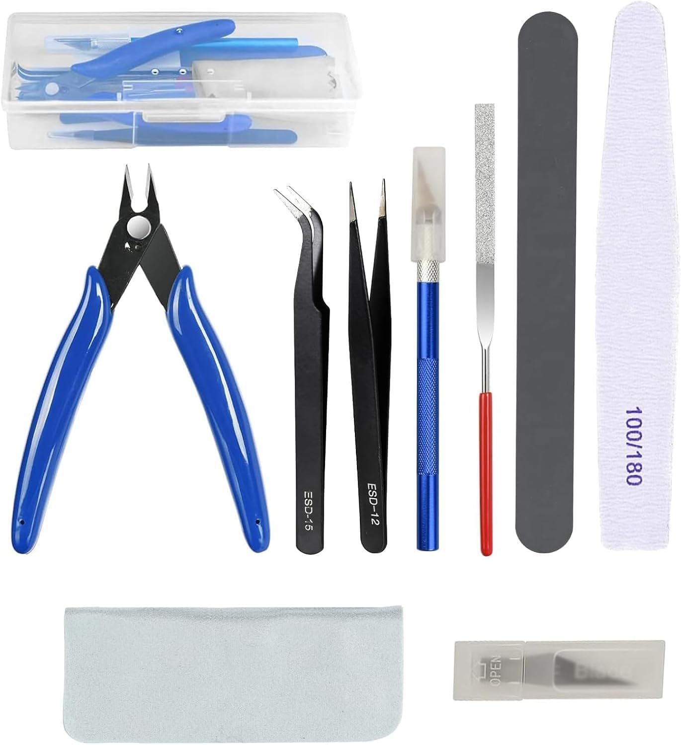 Model Making Tools Kit, 14Pcs Hobby Tool Set for Plastic Model Kits, Gundam Building, Car Models, Miniature Assembly, Repair and Crafting with Storage Box