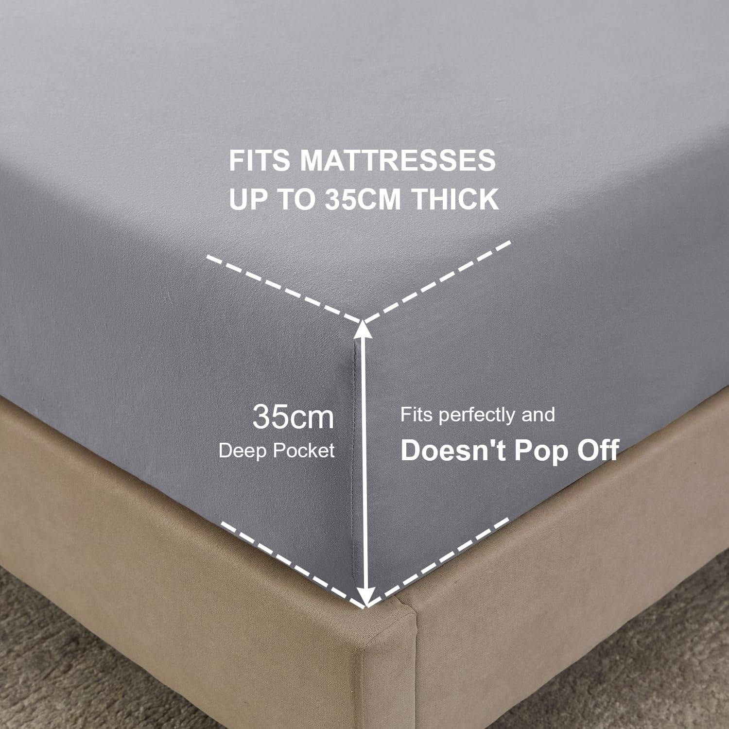 Lakora Queen Size Fitted Sheet Only 1 Piece - Ultra Soft 2000TC Brushed Microfibre Fabric, 35Cm Deep Pocket Sheets, Light Grey image number 1