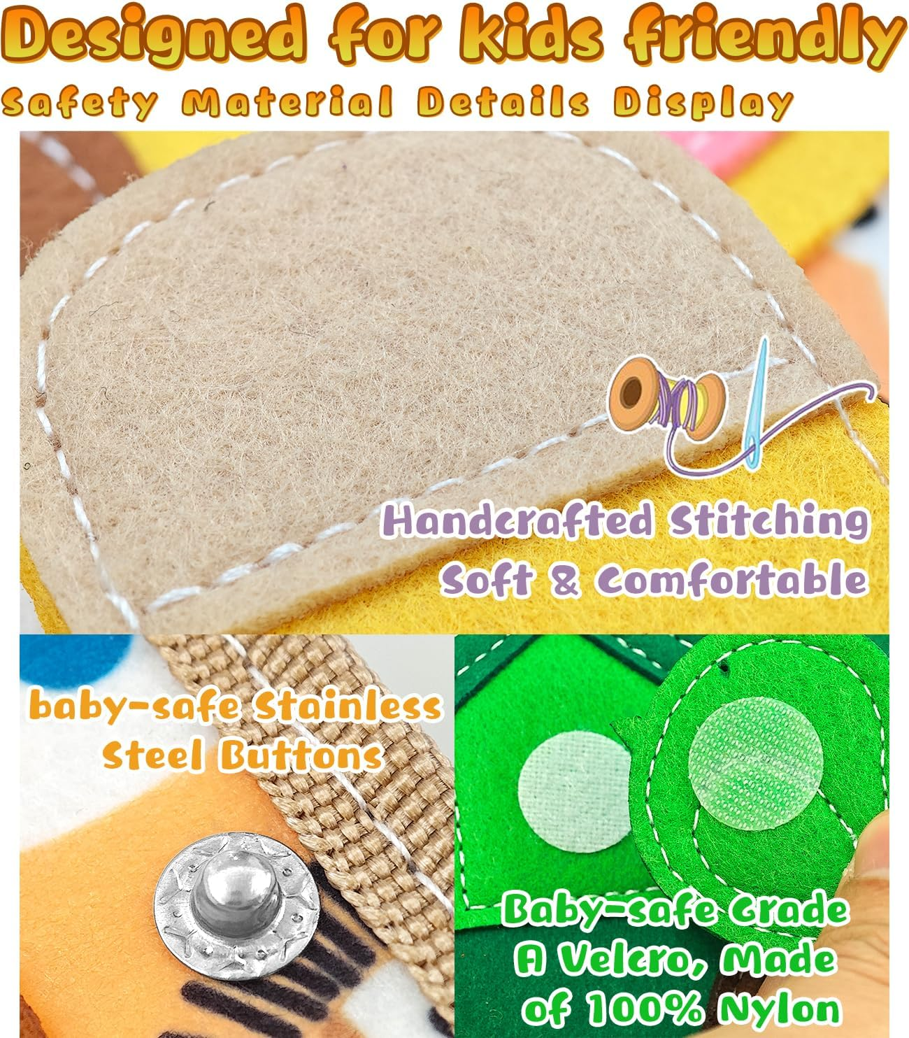 Busy Book for Toddlers, Toddler Busy Board Felt Quiet Book Including 9 Themes Preschool Learning Activities Educational Sensory Toy for Kids Gift, 3D Rainbow Montessori Board Sensory Toy