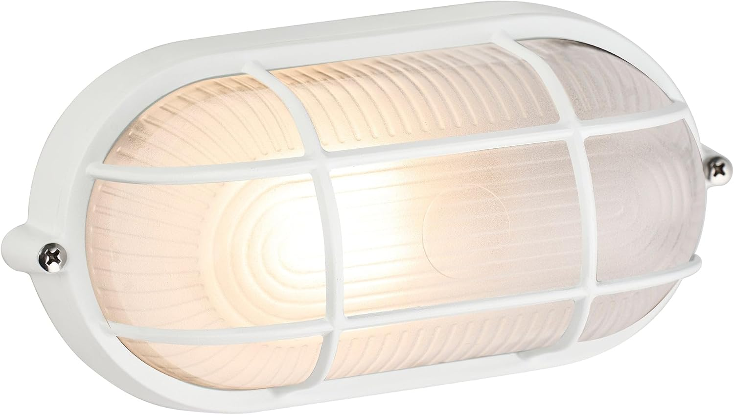 Lexi Lighting Rhelia Oval Caged Outdoor Bunker, Nautical Bulkhead Lighting, Black Aluminum Frame with Frost Glass, IP54 Wall/Ceiling Flush Mount Light Fixture for Porch, Basement, Hallway, Balcony