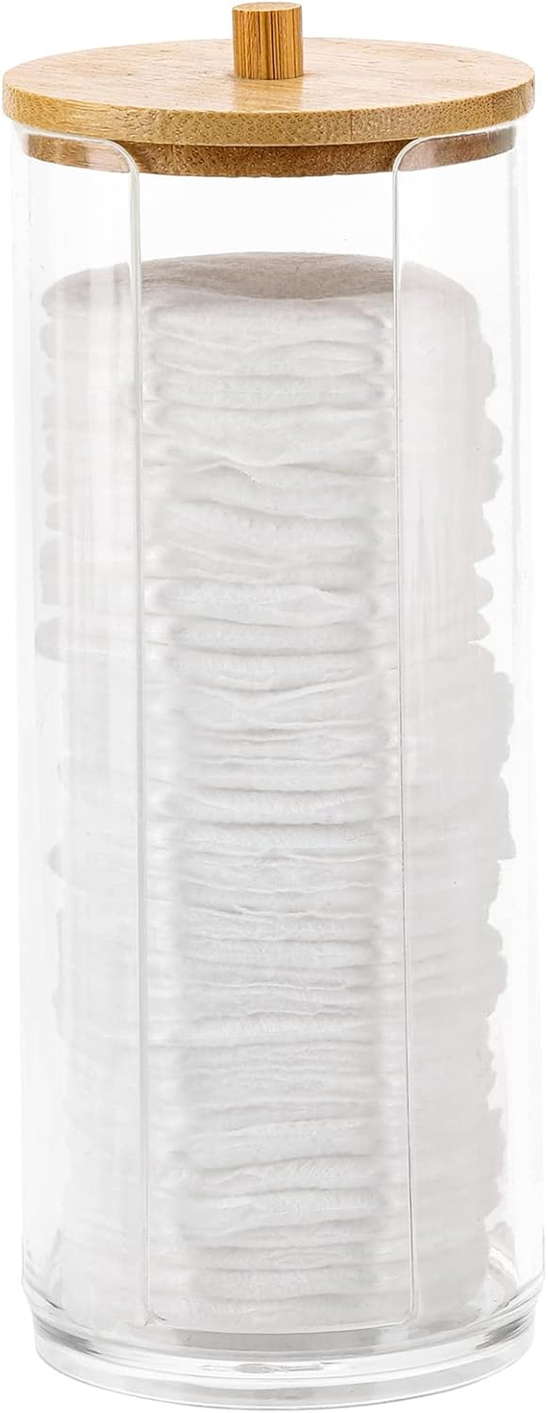 Tecbeauty Cotton Pads Holder Makeup Removers Pad Organizer Dispenser for Bathroom Storage - Bamboo Lid image number 5