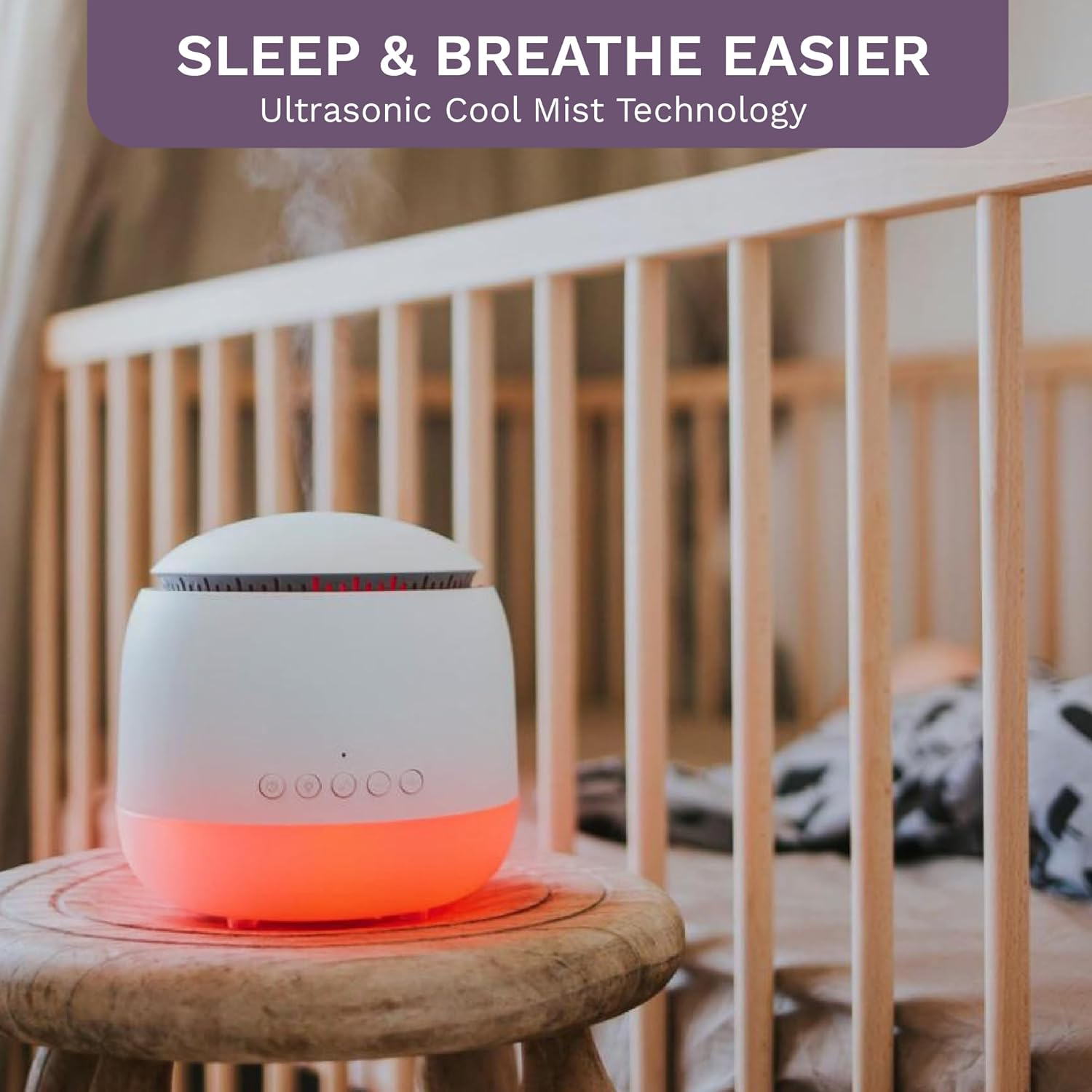 Aroma-Snooze Essential Oil Diffuser Vaporizer - Cool Mist Air Humidifier & White Noise Machine | 7-In-1 Aromatherapy Baby Sleep Aid, Purified Mist with 5 Soothing Sounds, LED Colours - Blue image number 5