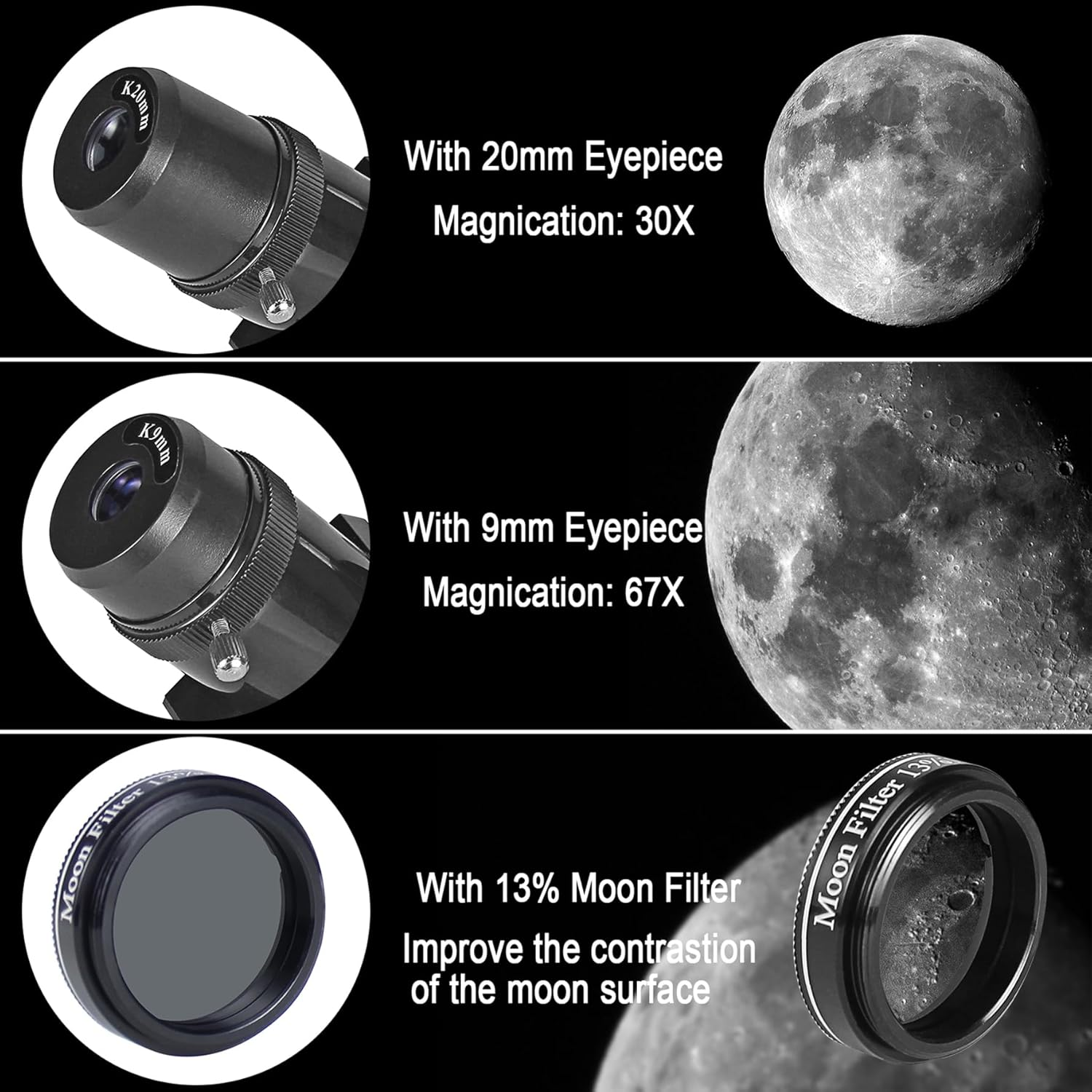 Celticbird Telescope for Adults High Powered, 80Mm Aperture 600Mm Telescopes for Adults Astronomy, Travel Telescopio for Beginners with AZ Mount, Backpack, Phone Adapter, Moon Filter