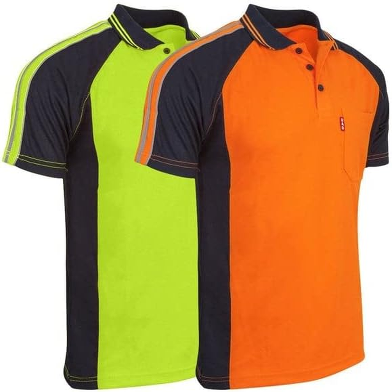 BAD WORKWEAR Hi-Vis S/S Polo Shirt - Micromesh Polo Work Shirt for Men - Lightweight Fit with UPF50+ Protection, Breathable & Moisture-Wicking image number 3