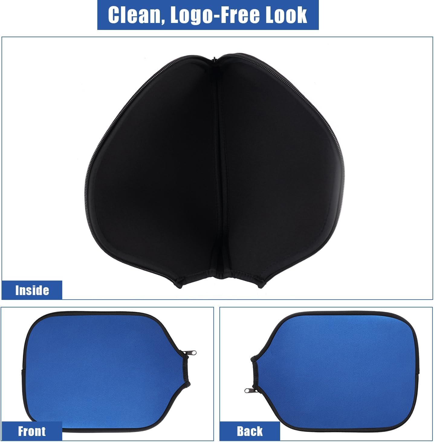 2Pcs Pickleball Paddle Covers, Waterproof Neoprene Pickle Ball Covers Protective Pickleball Racket Holder Sleeve with Zipper Fits Most Paddle Racket (Blue) image number 5