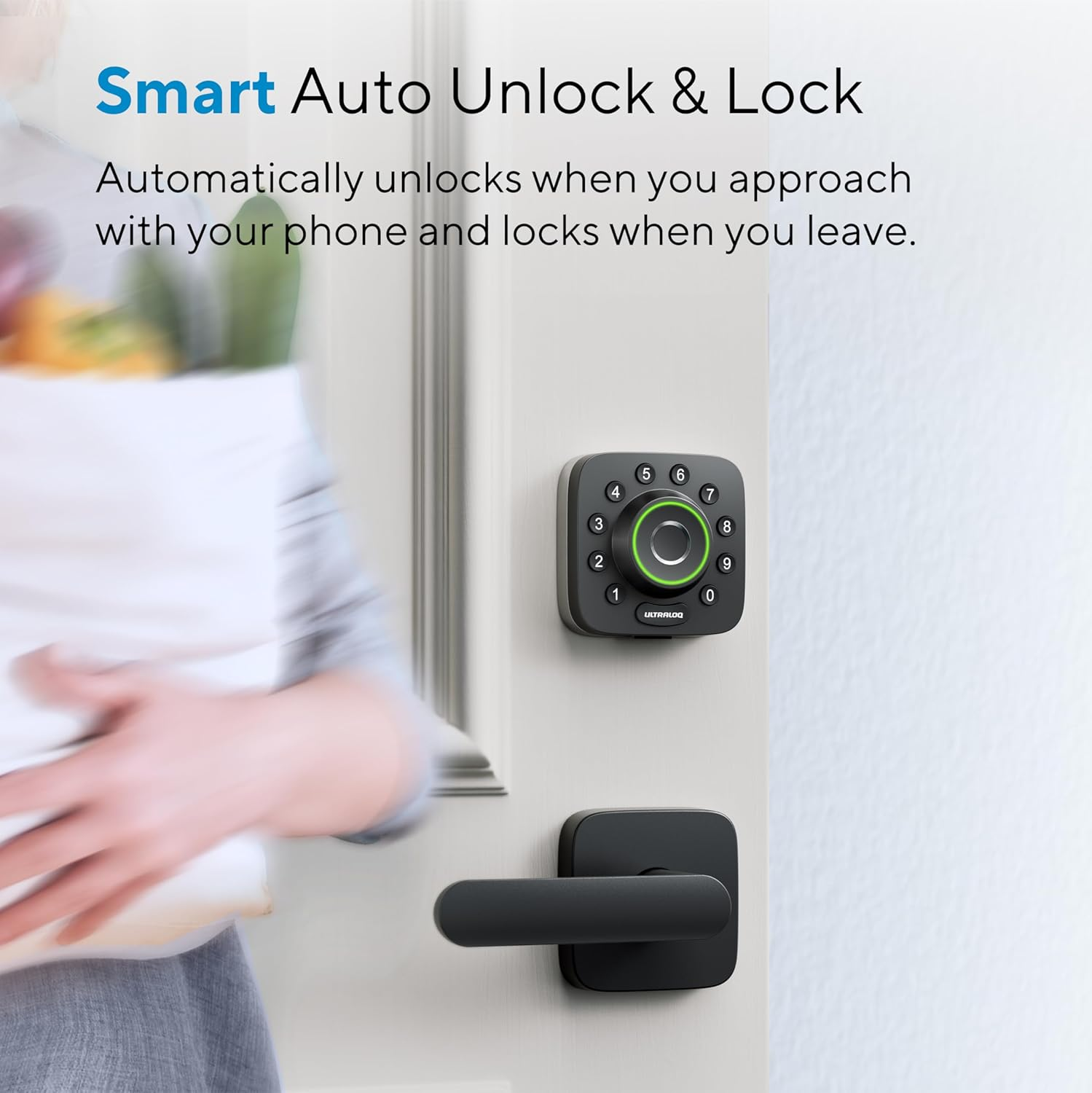 ULTRALOQ Smart Locks for Front Door - U-Bolt Pro Wifi Smart Door Lock with Handle Set, Fingerprint Keyless Entry Door Lock with Door Sensor, Smart Exterior Front Door Lock Set, Built-In Wifi Deadbolt image number 2