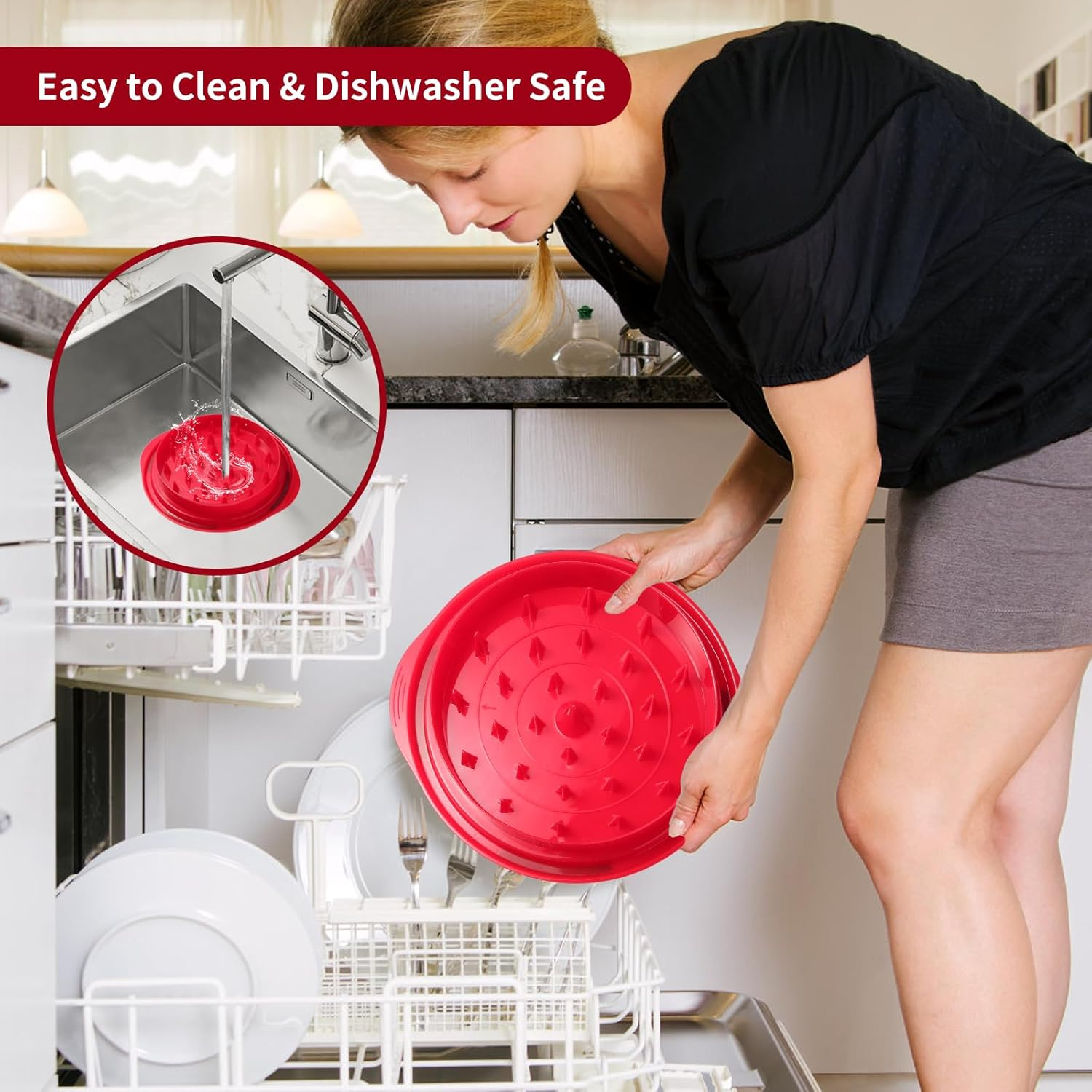 Wvacfre Large Chicken Breast Shredder Tool Twist, Visible Meat Shredder, Anti-Slip Strip, BPA Free, Suitable for Pork Beef Chicken (Red) image number 4