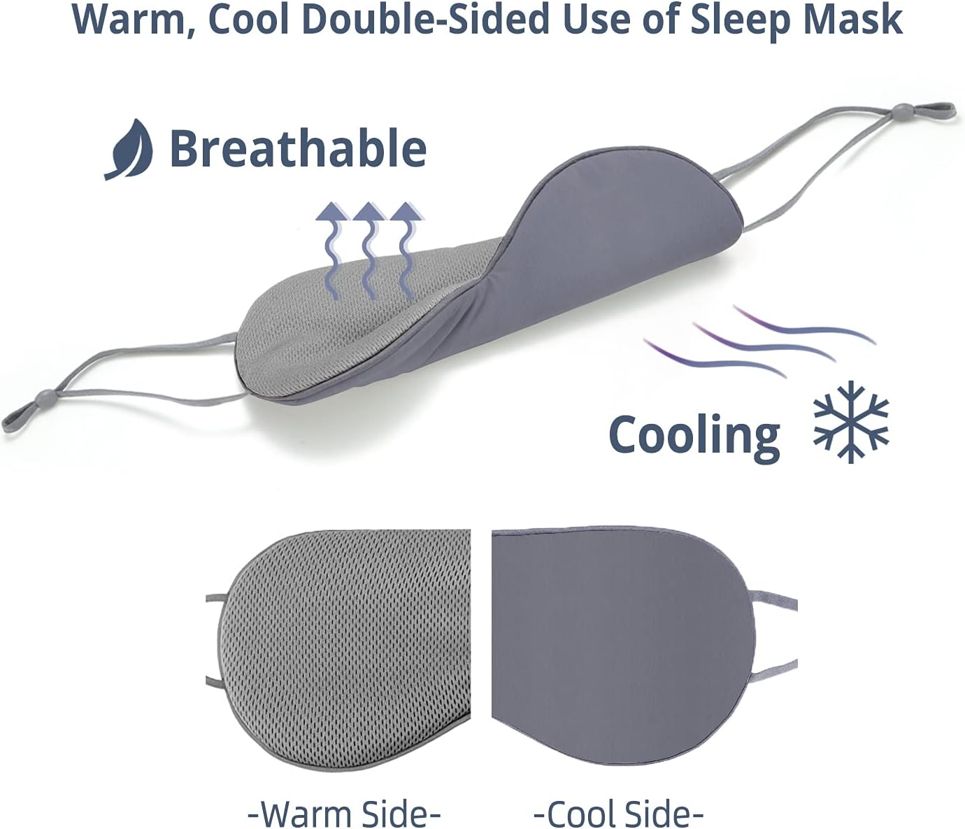 Sleeping Mask 2 Pack, Warm, Cool Double-Sided Use of Sleep Mask, Super Soft Blindfold with Adjustable Strap, Block Out Light, Comfort Sleep Eye Mask for Travel Meditation Nap image number 1