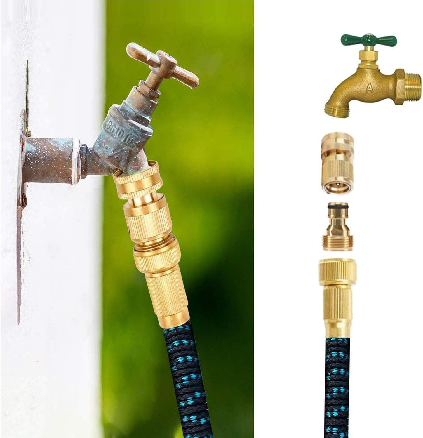 1Pcs Brass Garden Quick Hose Adapter (1/2" Outer Male Head) Brass Garden Hose Quick Connect Fittings Garden Hose Connector for Lawn& Garden Washing Cars Watering Plants