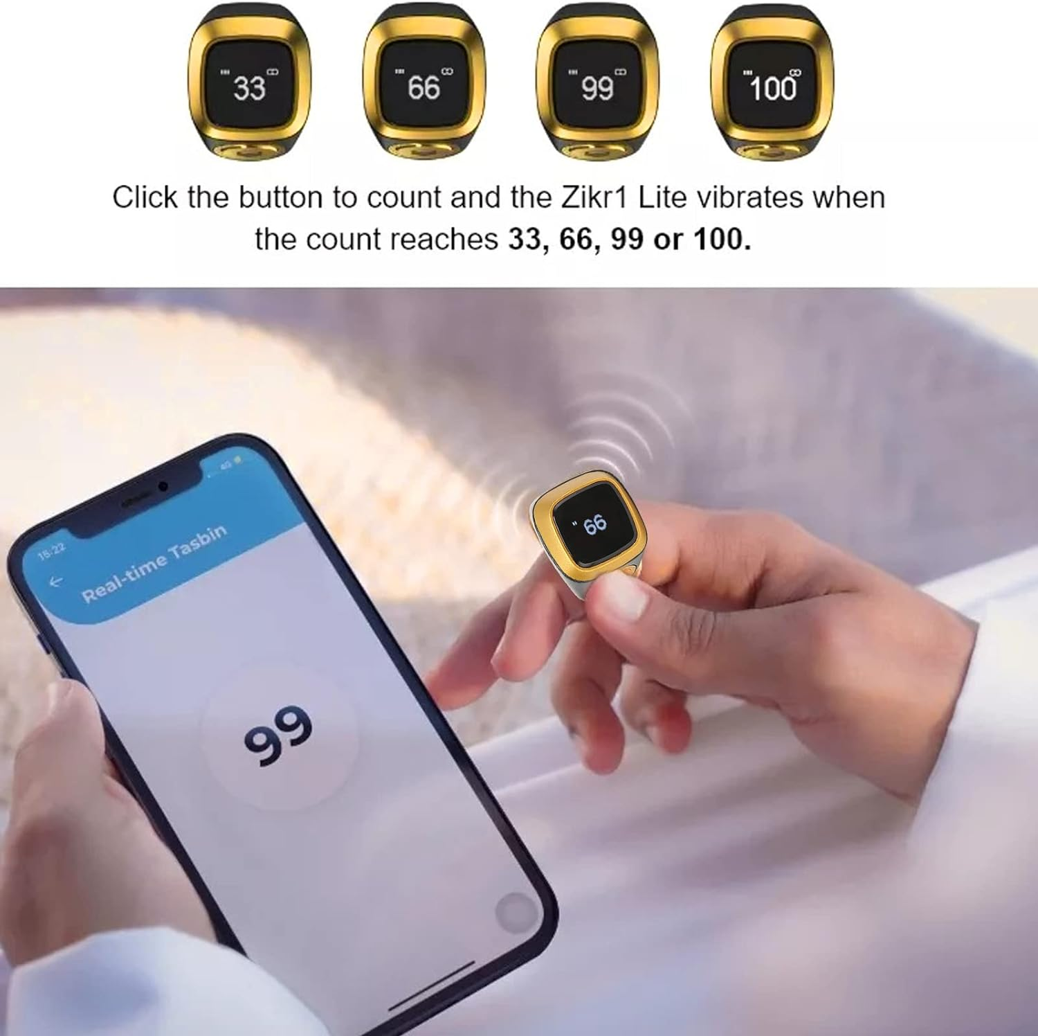 Finger Tally Counter, Portable 0.49In Screen Bluetooth Counter , Clicker Resettable Lap Counter, Handheld Number Click Counter, Electronic Finger Counter Support APP