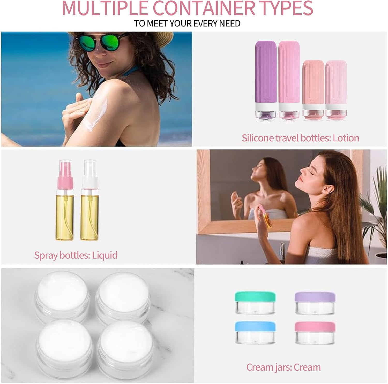 16 Pack Travel Bottles Set for Toiletries, TSA Approved Leak Proof Silicone Squeezable Containers for Toiletries, Refillable Cosmetic Kits for Conditioner Shampoo, Lotion & Body Wash (BPA Free) - 02 image number 2