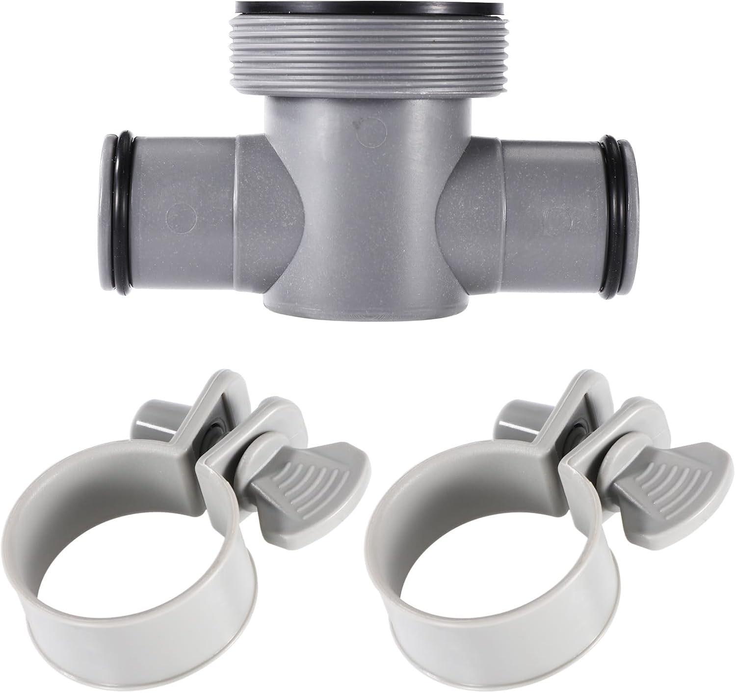 3Pcs Pool T Joint Set Compatible with Coleman & Intex P61408, 1.25In to 1.5In Pool Hose Connector with O Rings and Hose Clamps for Filter Pump Replacement Accessories image number 5