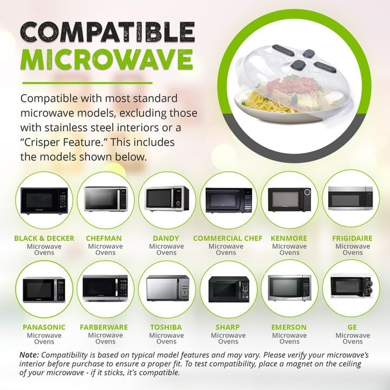 Hover Cover Magnetic Splatter Cover, 12-Inch Clear Bpa-Free Food Lid, Vented Plate Guard with Steam Vents, Anti-Splash Microwave Lid, Dishwasher Safe, Space-Saving Magnetic Storage - Graphite image number 4