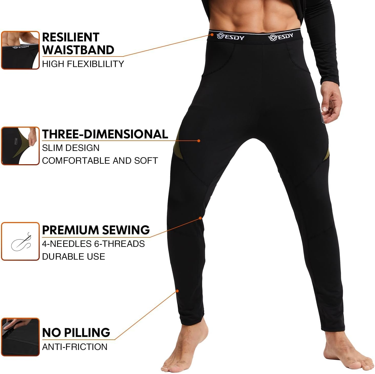 LI FITNESS Ski Thermal Underwear Set for Men image number 3