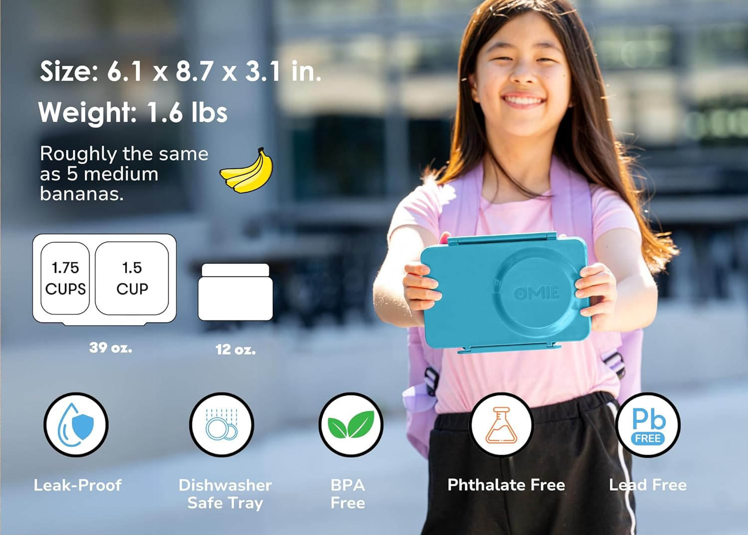 Omie Omiebox up Hot & Cold Bento Box - Teal Green image number 6