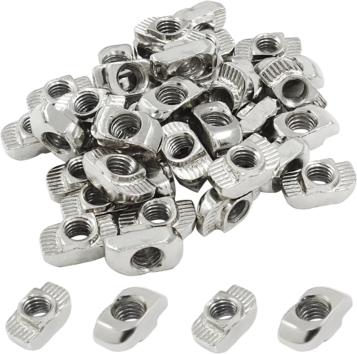 Zorveiio 50Pcs 4545 Series T Nuts Carbon Steel,M8 T Slot Nut Hammer Head Fastener Nut Assortment for Aluminum Profile image number 3