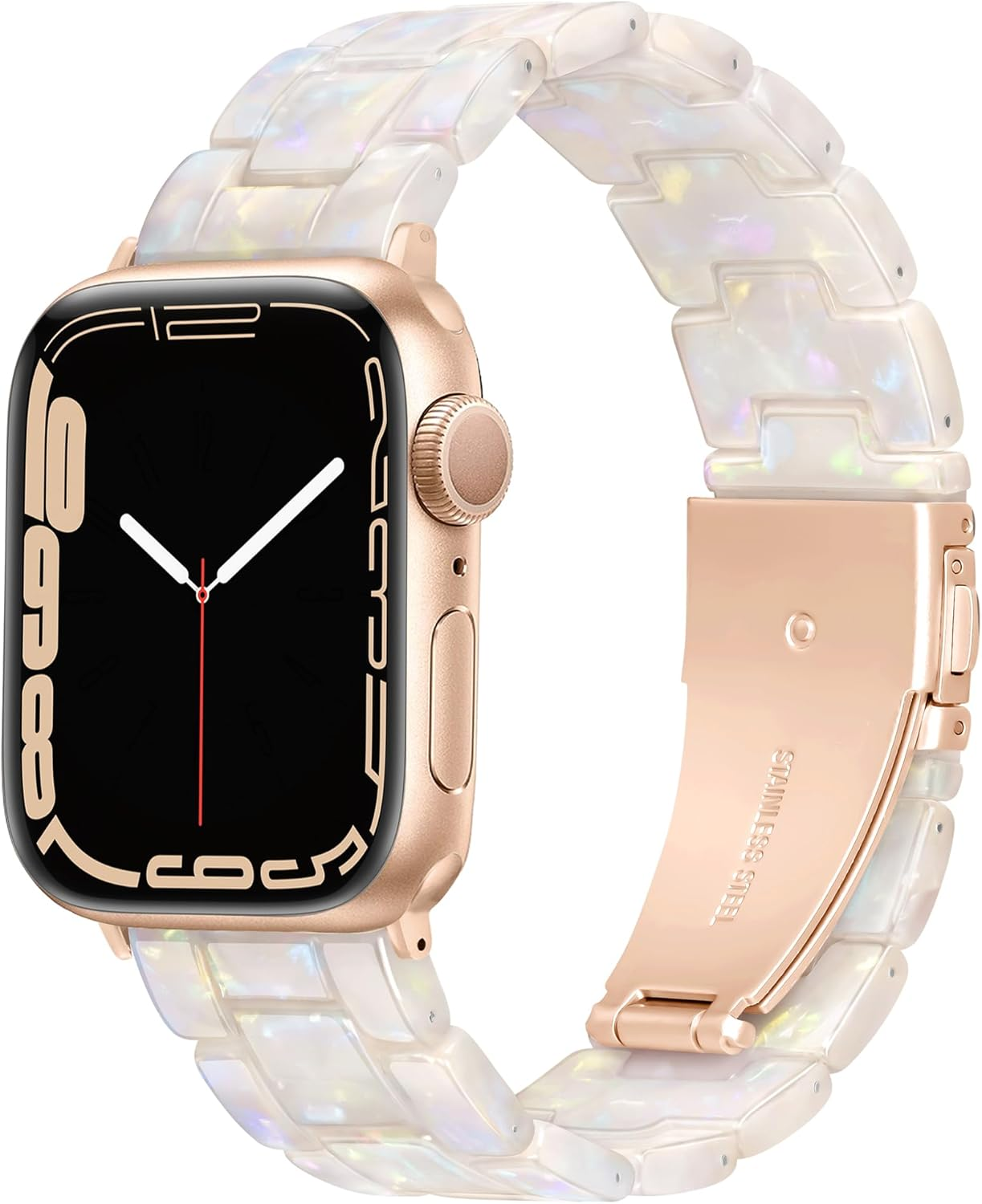 Vamyzji Compatible with Apple Watch Band 49Mm 46Mm 45Mm 44Mm 42Mm, Lightweight Waterproof Resin Sport Iwatch Strap for Apple Watch Series 11 10 9 8 7 6 5 4 3 2 1 SE Ultra 3 2 1(White Rose Gold) image number 5