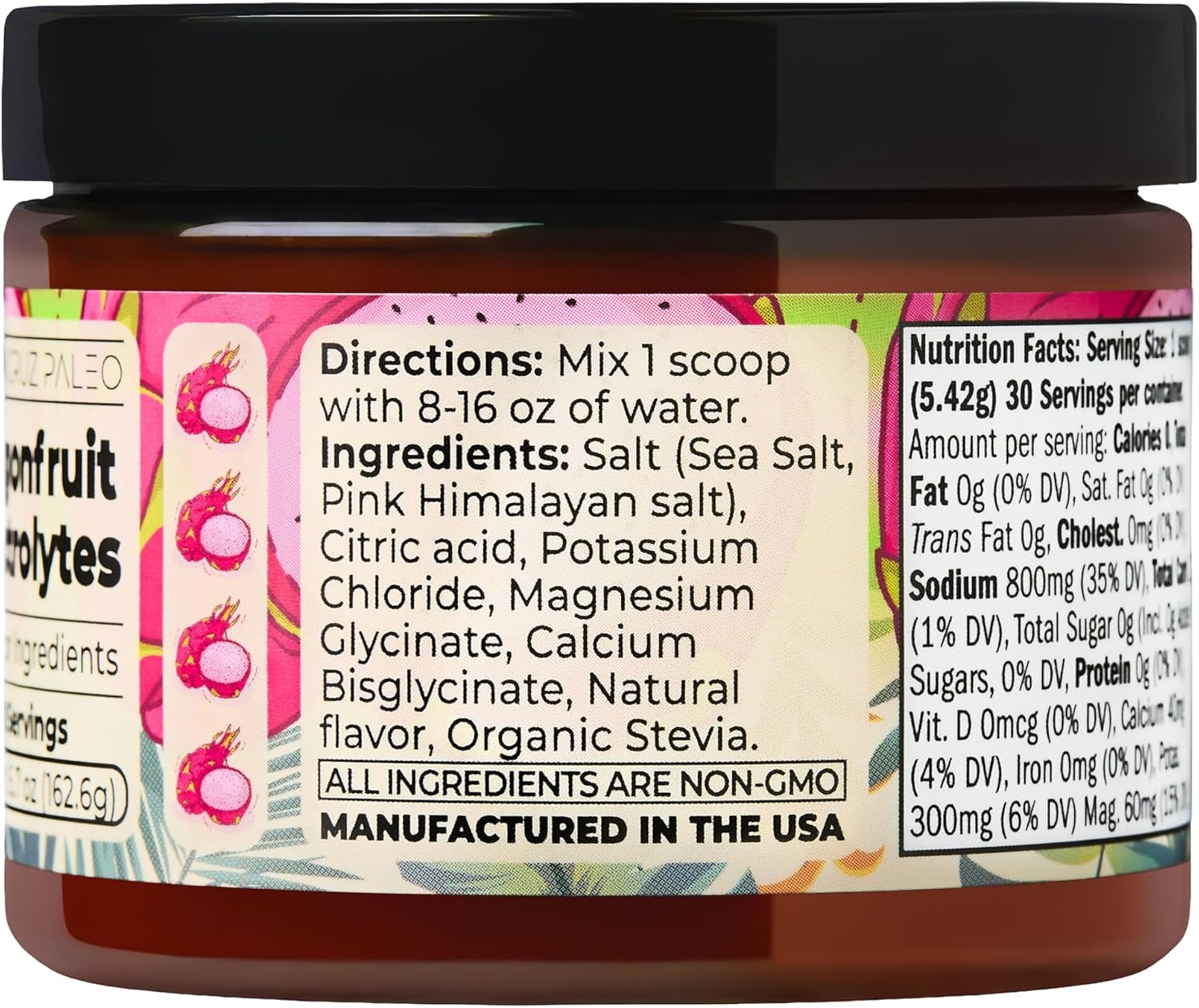 Real Salt Electrolytes - Santa Cruz Paleo - 30 Servings - 1 Jar (Dragonfruit) image number 2