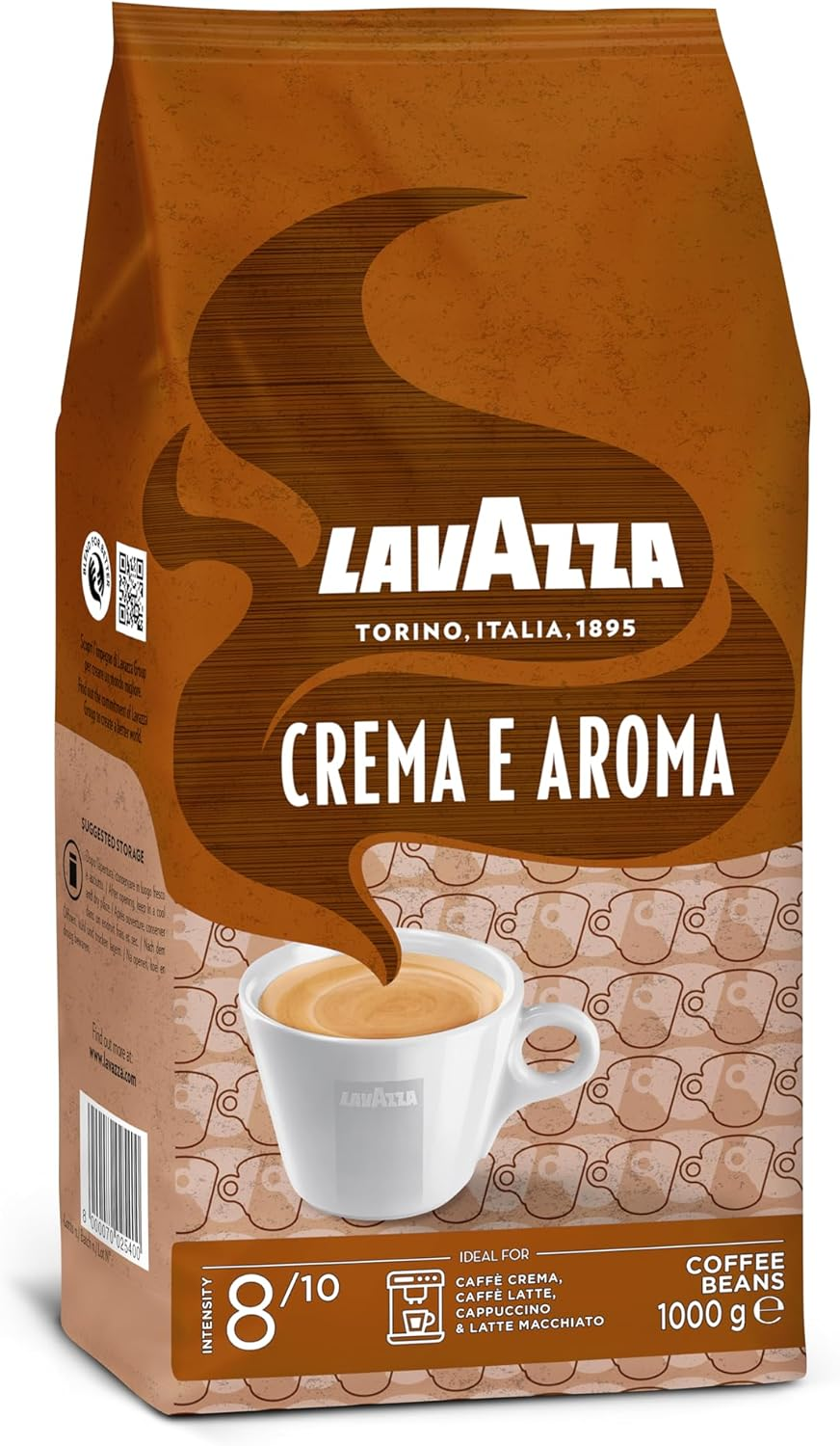 Lavazza Crema E Aroma, Arabica and Robusta Medium Roast Coffee Beans, 1 Kg (Pack of 1)