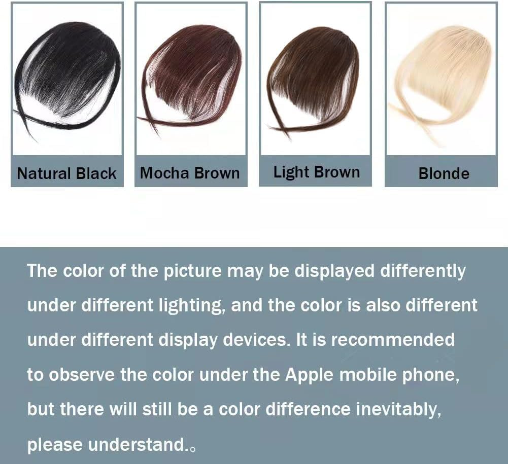 Clip in Bangs, 100% Human Hair Clip on Bangs &ndash; Wispy Fringe with Temples, Air Flat Neat Hairpieces, Daily Wear Hair Accessory for Women (Natural Black) image number 5