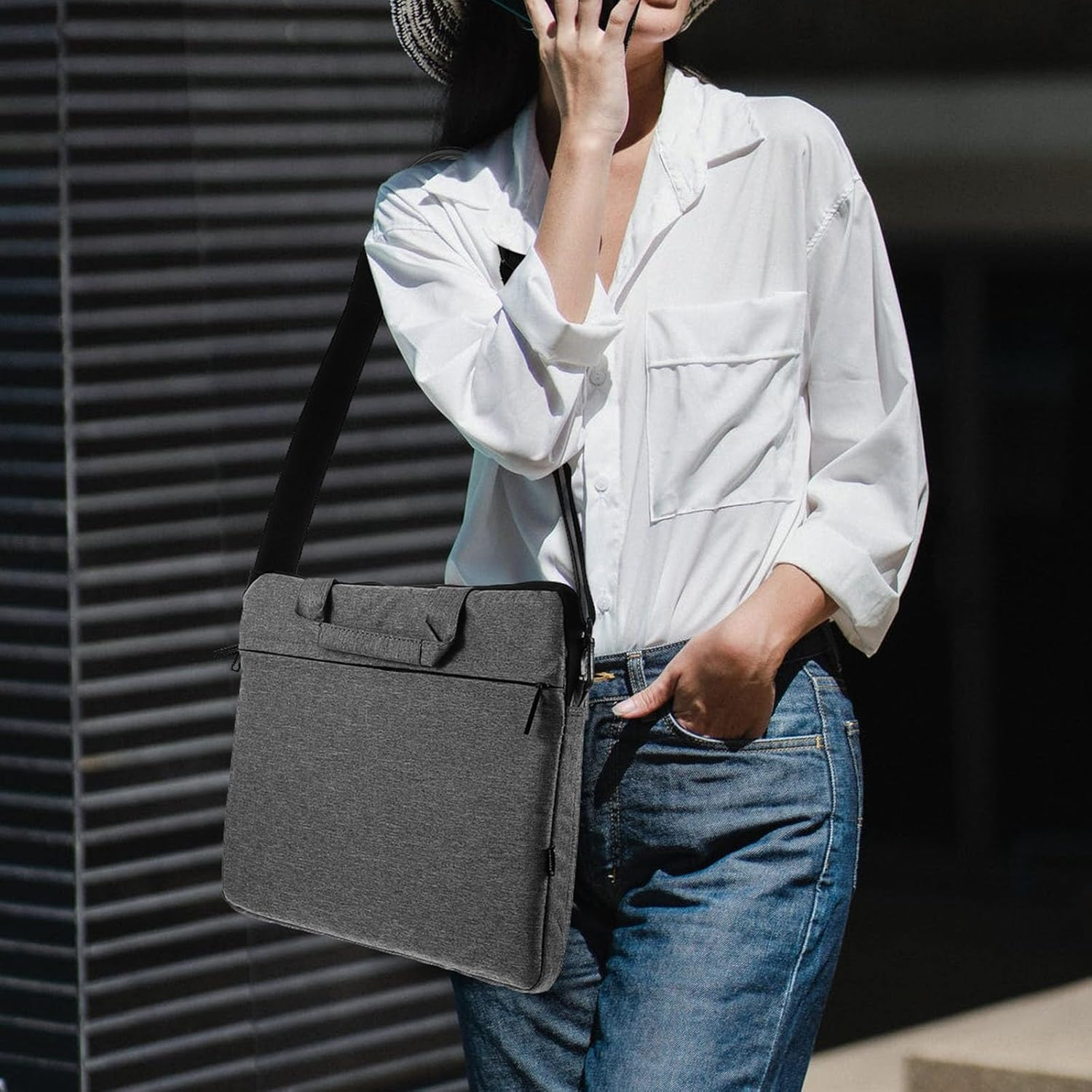 SOLUSTRE Adjustable Laptop Shoulder Strap Replacement with Wide Soft Nylon Pad for Messenger Bags Briefcases and Luggage Comfortable Crossbody Belt with Smooth Sliding Buckle Black