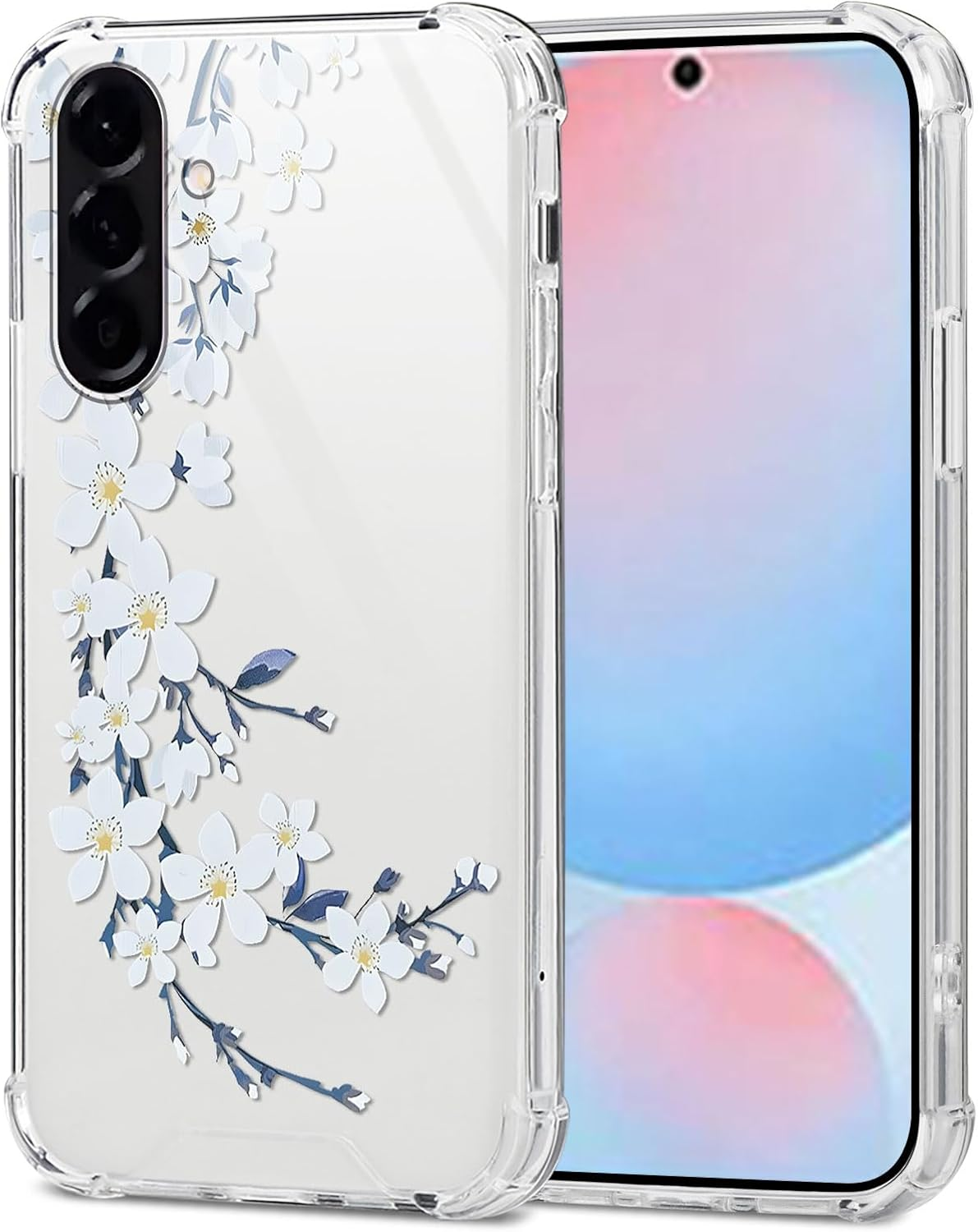 Saqmkil Transparent Case for Samsung Galaxy A36, Aesthetic Pattern Motif Design Women Girls Women Thin Mobile Phone Case Soft Cute Shockproof Clear Case Protective Case for Samsung A36 6.64 Inches