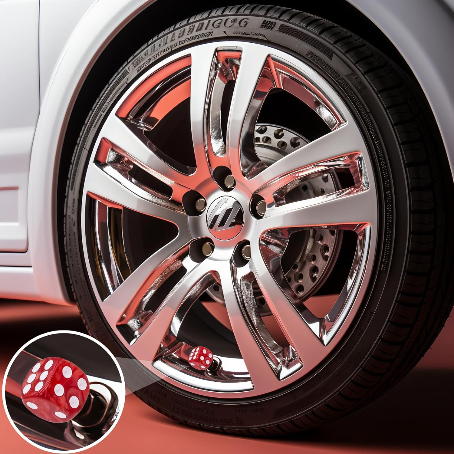 4PCS Pearl Pattern Dice Tire Valve Stem Caps, Leak-Proof Air Protection | Light-Weight Universal Tire Valve Stem Covers for Cars, SUV, Trucks, Bikes, Motorcycles, Bicycles(Red) image number 4