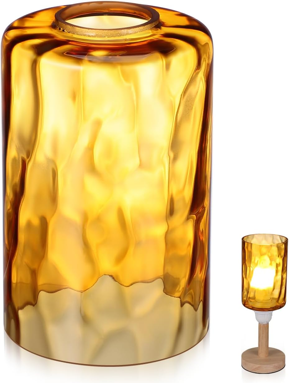 SHERCHPRY Stone-Patterned Small Lampshade Decorative Glass Lamp Shade Replacement for Pendant and Floor Lights Clear Cylinder Design for Living Room Bedroom Lighting 4X4 Inches image number 3