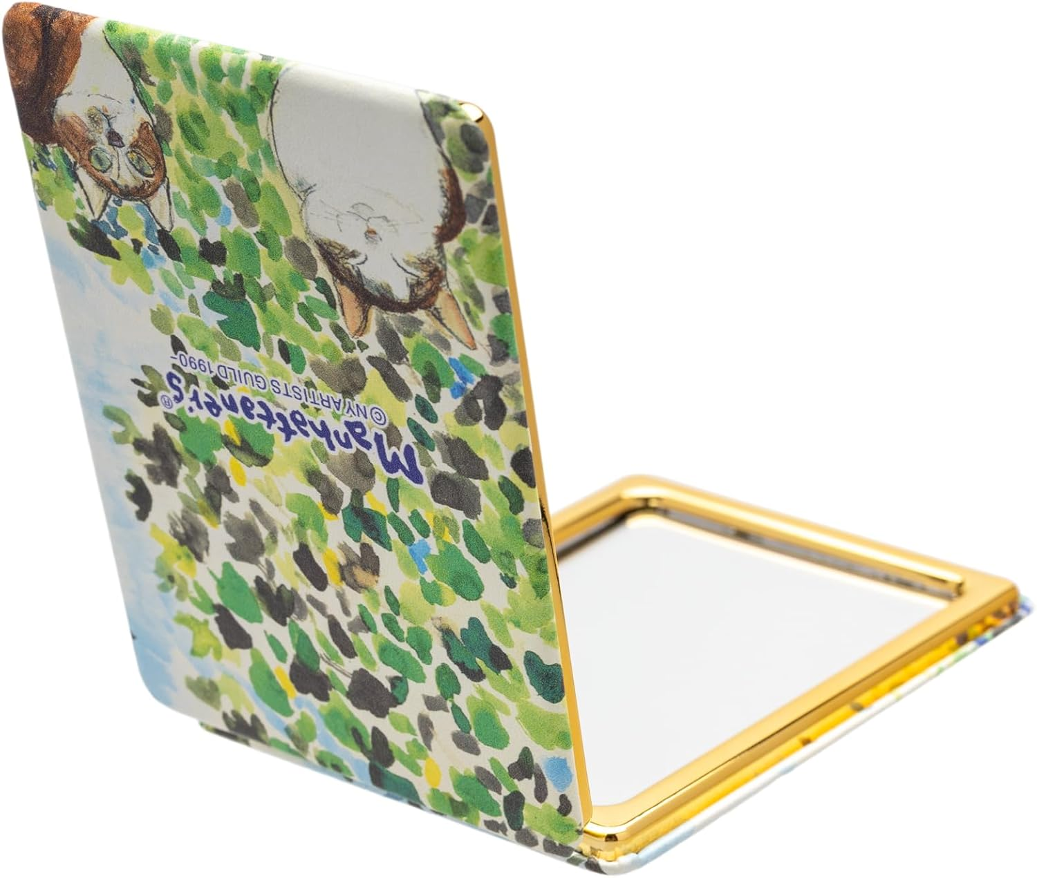 Pearl Man-2 Desktop Mirror, Foldable, Includes 2X Magnifier, Small, Cute, Makeup, Manhattaners, Compact Mirror image number 1