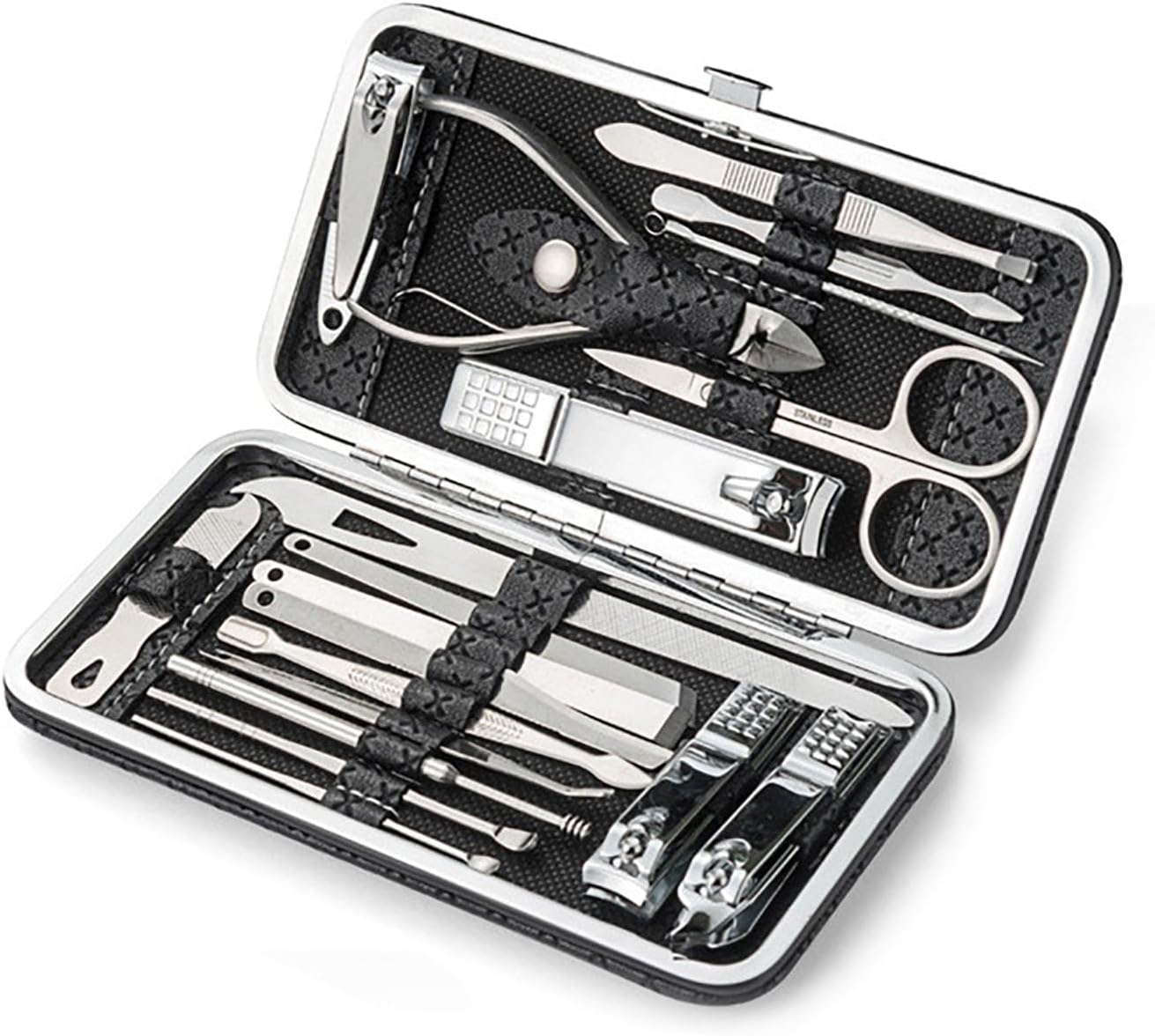 SYGELER Manicure Kit,19 in 1 Professional Pedicure Kit Stainless Steel Nail Clipper Personal Care Tools with PU Leather Travel Case for Fingernails Toenails Grooming image number 4