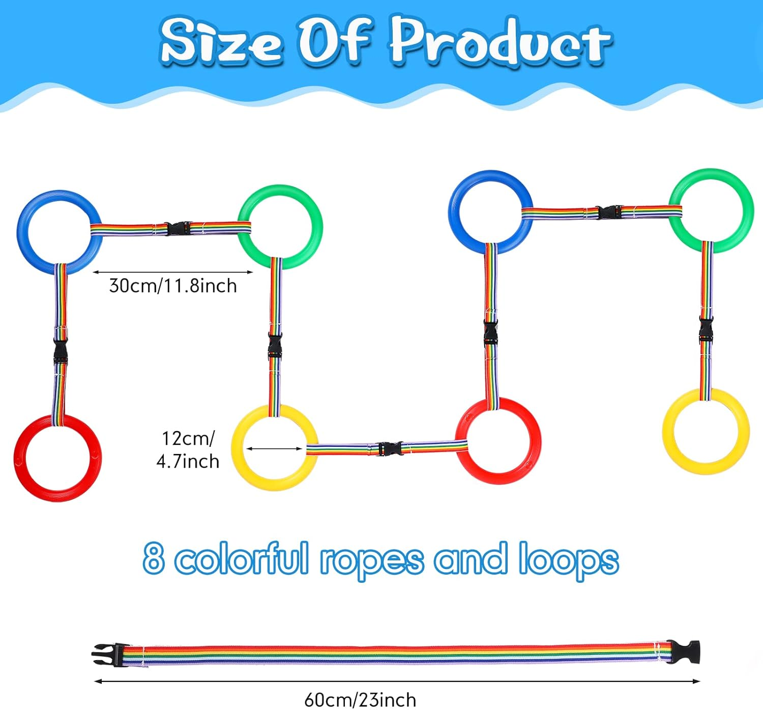 Chumia 8 Set Walking Rope for Preschool Toddlers Kids 4 Colorful Handles Outdoor Safety Line Detachable Transition Rope for Children'S Preschool Kindergarten Supplies Wrist Leashes image number 2