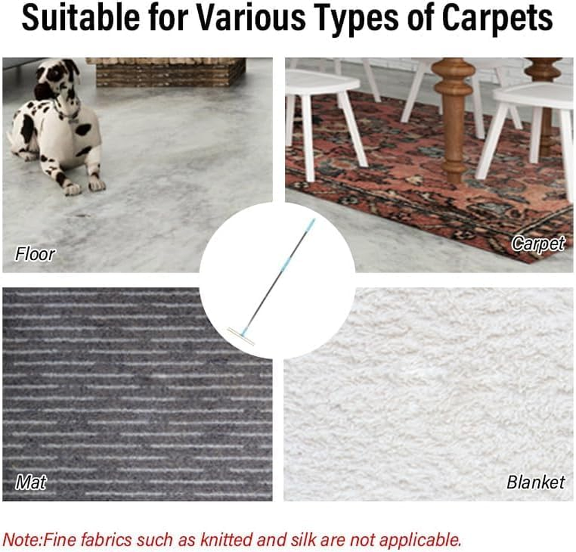 Double Sided Pet Hair Removal Carpet Rake with 55" Adjustable Long Handle for Low Pile Rugs, Couch, Mats and Furniture, Restore Carpet Fluffiness image number 5