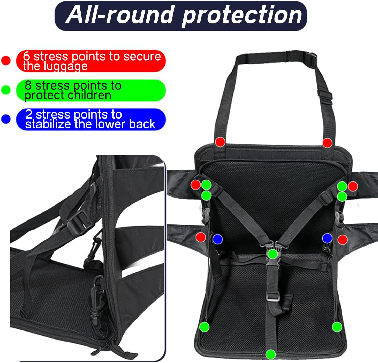 STFALI Travel Seat for Kids, Kids Travel Essentials Portable Ride on Luggage for Kids, Foldable Travel Seat for Kids with Seat Belt, Travel Essentials for Flying Suitable for Toddlers 1-3 image number 6