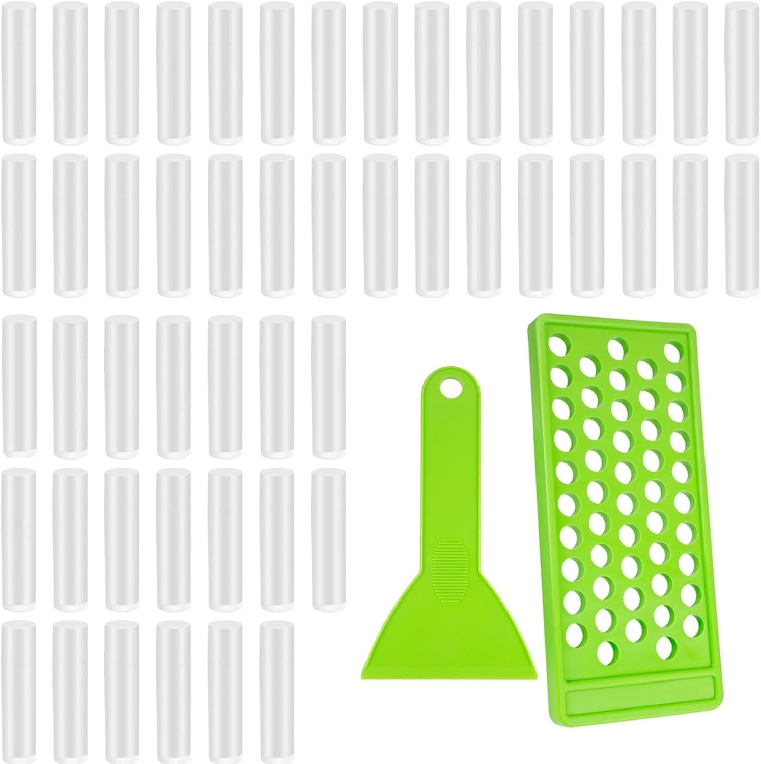 50 Pack Empty Lip Balm Containers with Fill Tray & Spatula, DIY Lip Gloss Tube Refillable White Plastic Lip Balm Tube round Bottle Mouth Red Container image number 4