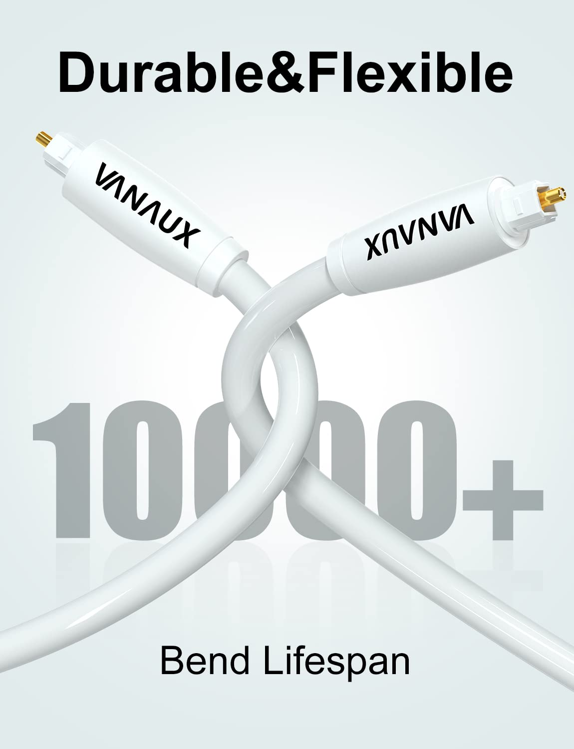 VANAUX White Optical Audio Cable, Digital S/PDIF Toslink Optical Cable Fiber Optic Cable for Home Theater, Sound Bar,Tvs/Amplifiers/Hi-Fi Systems (16.5Ft/5M-White) image number 4