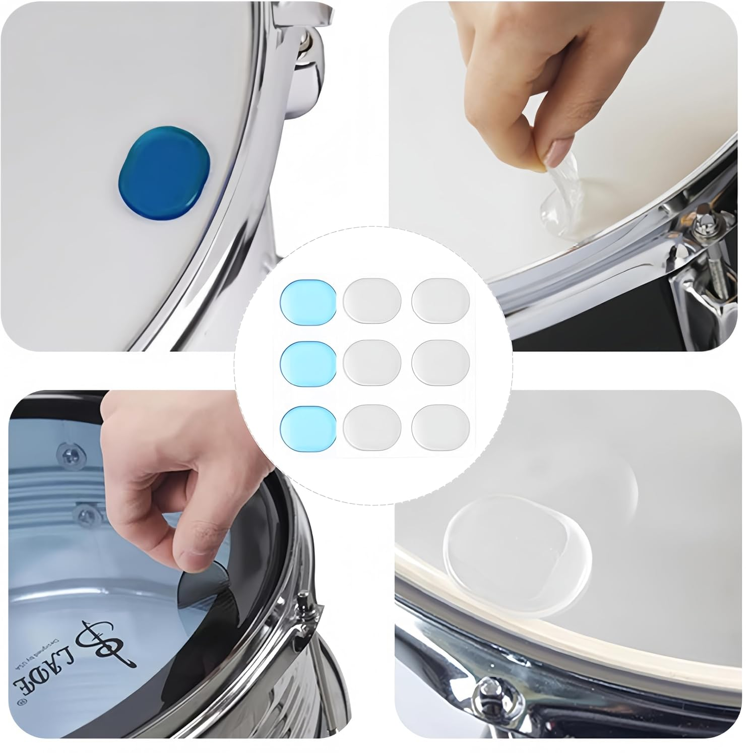 Ai-Oumleef Drum Dampeners, 30 Pieces Gels Silicone Gel Pads, Drum Dampeners Gel Pads, Soft Drum Dampeners for Drums Cymbals Tone Control (Blue, Black, Transparent White, Gray)