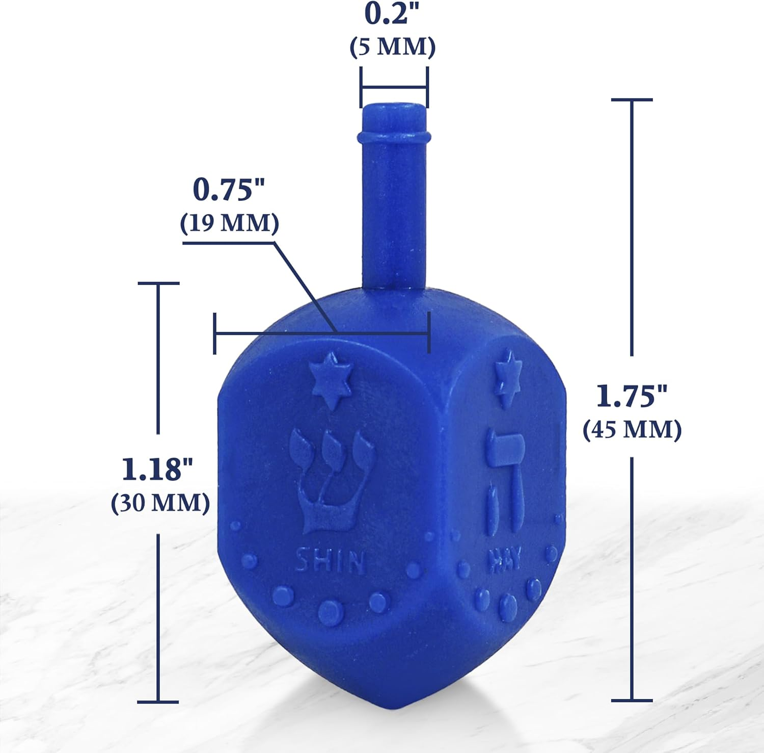 Zion Judaica Hanukkah Dreidels Multi Blue, White Medium Size Dridels Bulk Plastic Drydlech Hebrew Letters and English Transliteration Includes Traditional Chanukah Game Guide Ziplock Bag Hanuka Fun image number 3