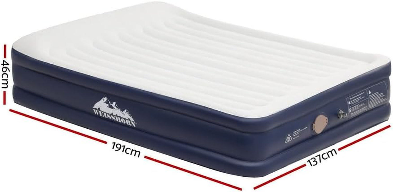 WEISSHORN Air Mattress Inflatable Bed Built-In Pillow Pump Double Air Bed 46Cm image number 2