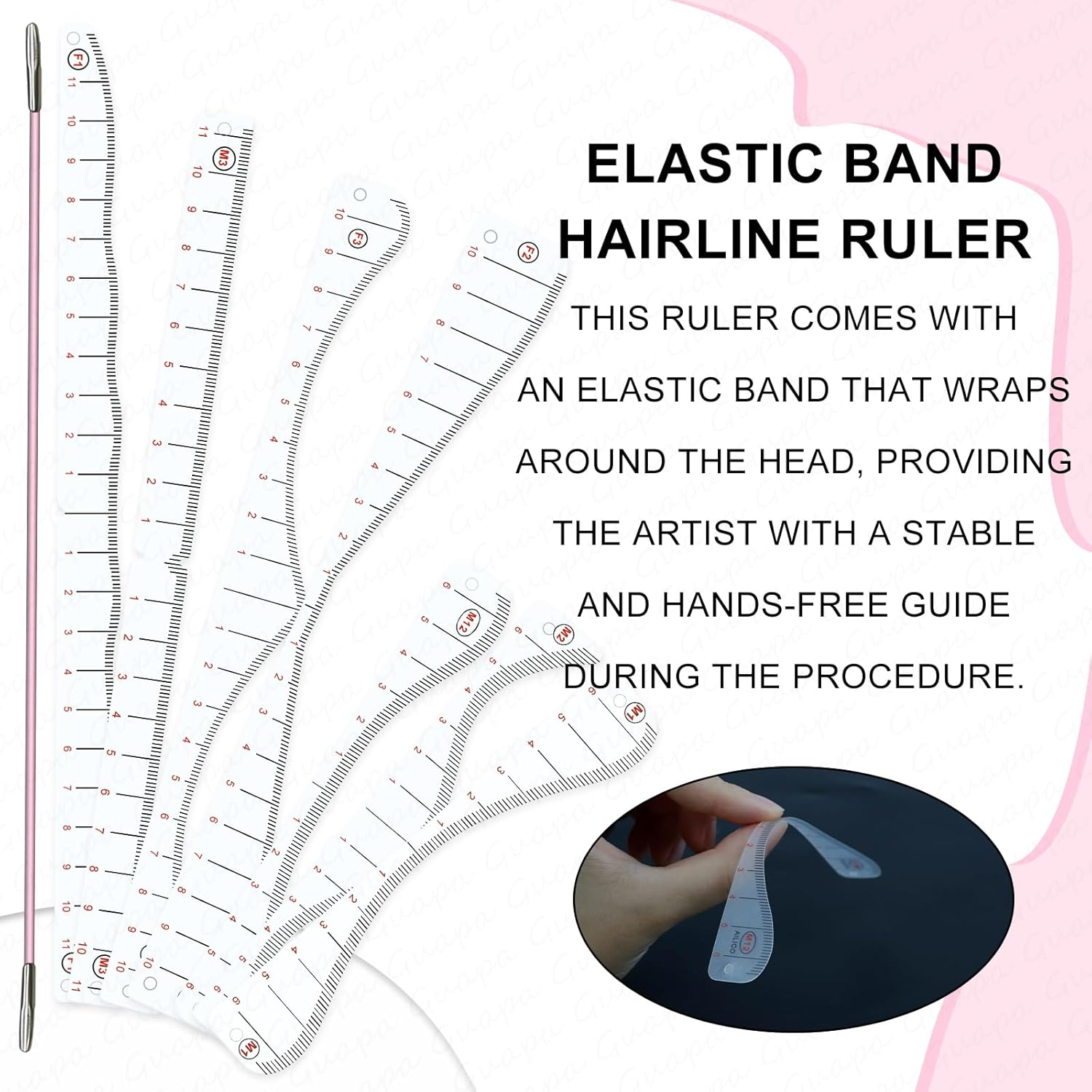 Hair Line Drawing Stencil, Micropigmentation, Multiple Styles for Men and Women, Precision Tool for SMP & Permanent Makeup (1 Pack Scalp Hairline Ruler) image number 2