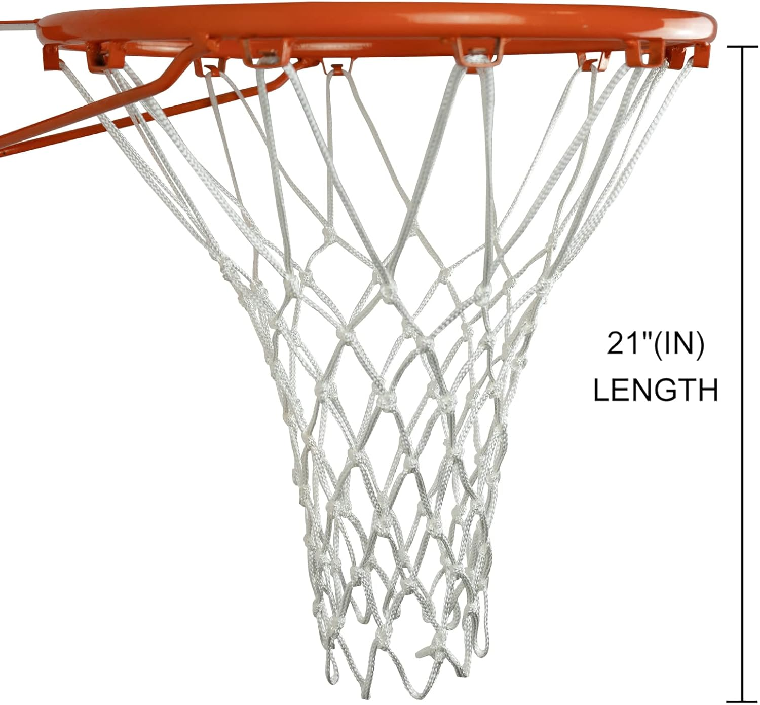 Sanung 2PCS White Basketball Net 12 Loops 21 Inch Professional Anti-Whip Basketball Net Replacement with Storage Pouch for Competition Standard Indoor Outdoor All-Weather Thick Mesh Nets image number 5